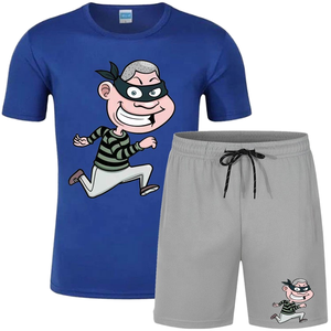 ชุดเสื้อยืดผ้าฝ้าย2ชิ้นสำหรับผู้ชายชุดสั้นสำหรับ100% เสื้อยืดขนาดพลัสไซส์ออกแบบโลโก้ได้ตามที่ต้องการ - Product Image 1