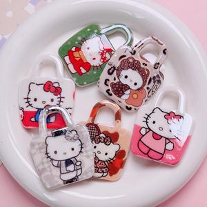 <span class=keywords><strong>Dulce</strong></span> lindo Kawaii gatito bolso amor corazón Diy resina colgante espalda plana encantos caja de teléfono basura portátil espejo decoración n Stock - Product Image 4