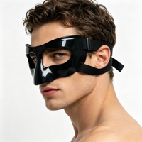 Nouveau Masque Demi-Visage pour Homme 2026, Masque de Soirée Vénitien en Plastique Noir, Style Sportif pour Halloween, Cosplay