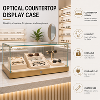 Vitrine de comptoir en verre pour bijoux, avec éclairage LED, verrouillable, pour bagues, boucles d'oreilles, colliers