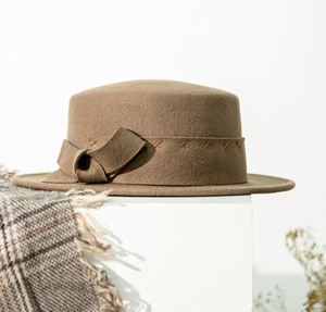 A042806 100% Wool Elegant Top Hat with Bow Knot Adjustable Fit Unisex Four Seasons Business Party Outdoor Travel Hat - Product Image 4