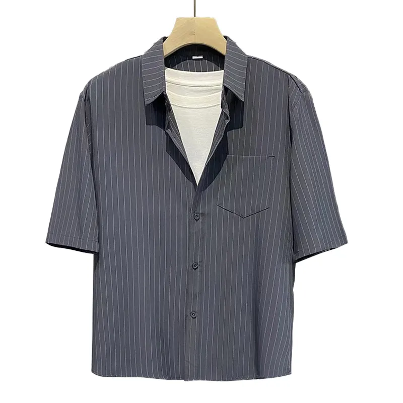 Oem Wholesale 2022 Fashion Men's Summer Satin Shirts Formal Men Work Nylon Custom Casual Button Up Shirt