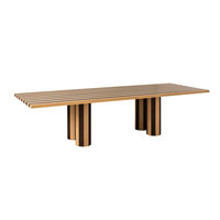 Ensemble de meubles de salle à manger de luxe pour la maison, table à dîner avec base en bois, table à dîner rectangulaire moderne nordique avec plateau tournant pour mariage