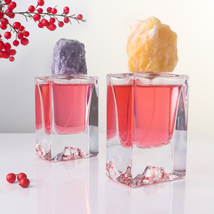 Premium 50ml Polished Clear Glass Perfume Bottles Artistic Sculpted Bottom with Resin Stone-Shaped Cap - Product Image 3