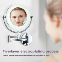 Best Selling Magnifying Adjustable Arm Round Led Light Makeup Mirror Foldable Wall Mounted Bathroom Mirror for Hotel Home