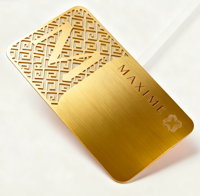 OEM/ODM Metal Card Customized High Quality Luxury Hollow and Embossing Stainless Steel NFC Gold Business Card