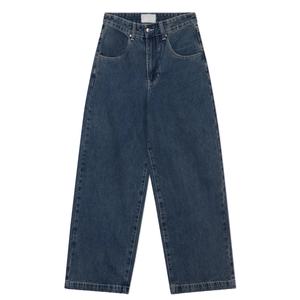 Vaqueros de mezclilla 100% algodón de lavado oscuro, de pierna ancha, holgados, con múltiples bolsillos de parche extragrandes y costuras decorativas. - Product Image 3