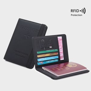 Porte-passeport en cuir PU anti-RFID avec ensemble d'étiquettes de bagage, organiseur de documents de voyage pour hommes et femmes - Product Image 4