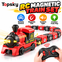 Train Magnétique RC Glouton Télécommandé avec Son et Lumière, Voiture Mangeuse Éducative Électrique pour Enfants, Jouet Serpent Interactif, Cadeau