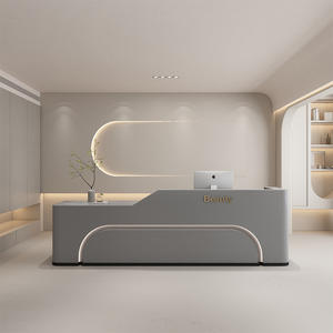Lussuoso moderno banco Reception in legno di alta qualità bello aspetto per le piccole cliniche saloni di bellezza elegante cassa <span class=keywords><strong>scrivania</strong></span> - Product Image 5