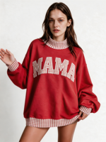 Sweat-shirt à col montant taille standard pour femmes et adolescentes 2026 – Haut d'hiver ample et court à manches longues