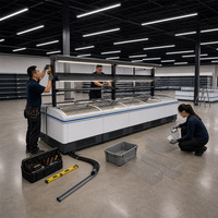 Congélateur commercial avec étagères supérieures réglables, couvercle en verre incurvé, contrôle numérique de la température pour supermarché