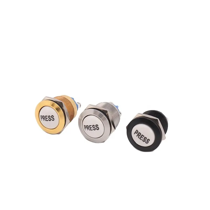 Super Flat Stainless Steel Ring LED Push Button Switch With IP65