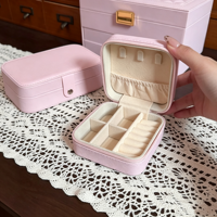 Boîtes à bijoux en cuir PU personnalisées, mignonnes et petites, étui de voyage élégant, organiseur de rangement, pochette pour cadeaux