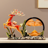 Nouvelle figurine en résine époxy de style chinois avec peinture à effet de sable mouvant pour la décoration de bureau, de salon et de maison, idéale pour les cadeaux de pendaison de crémaillère et d'inauguration.