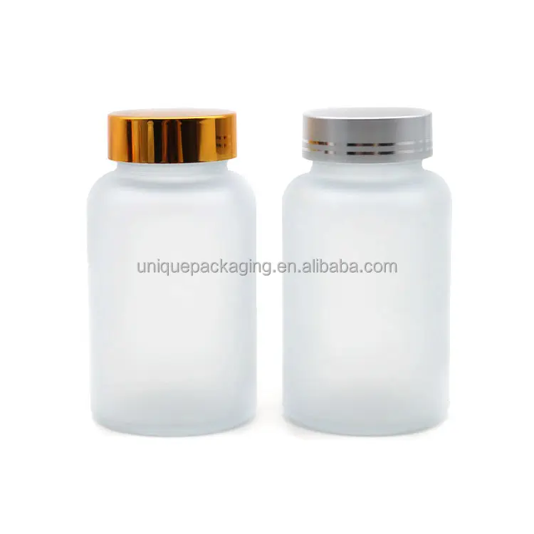Weithals 120CC Clear Frosted Pill Supplement Kapsel glasflasche mit Plastik kappe für die Verwendung in Gesundheits produkten