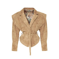 Veste bomber en faux daim pour femme, style oversize, manches chauve-souris, fermeture éclair, coupe courte, streetwear