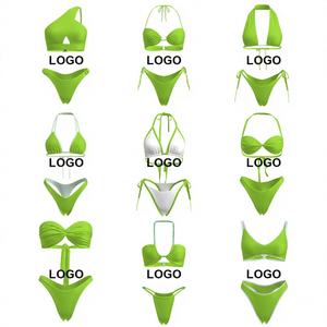 Traje de Baño Deportivo de Estilo Moderno, Fabricante de Bikinis Ecológicos para Mujer, Bikini con Logotipo Personalizado, Conjunto de 3 Piezas - Product Image 1