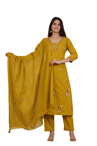 Conjunto de kurta: Compre al por mayor vestidos de mujer en línea, ropa casual de verano, moda india y pakistaní, elegante conjunto de top y pantalón. - Product Image 4