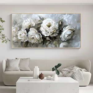 Factory No Framed Canvas Prints Poster Printing Wall Art White Rose Flower Canvas Painting For Home Decor