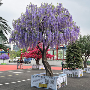 Grand arbre artificiel de glycine bleue de 3 m, grand arbre fleuri pour la décoration intérieure, grand arbre artificiel à fleurs violettes pour les restaurants - Product Image 5