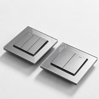 Interrupteur mural en verre trempé gris, prise 16A USB Type-C 250V 86mm x 86mm pour la rénovation de maisons, hôtels au Royaume-Uni, en Europe et aux États-Unis