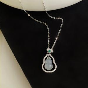 Collar de Plata de Ley S925 con Circonita Cuadrada Azul Hielo, Estilo Hada Dulce, Anillo Circular Completo con Circonitas, Colgante Cuadrado de Moda - Product Image 3