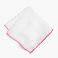 Cadeau de mariage, mode décontractée, impression personnalisée, bordure de couleur différente, mouchoir blanc roulé à la main, pochette de costume en lin de ramie