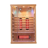 Nouveau style pas cher 2 personnes intérieur solide pruche spectre complet sauna infrarouge rouge thérapie par la lumière infrarouge lointain sauna spa