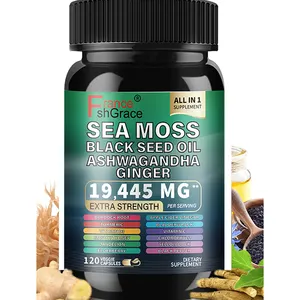 Sea Moss 7000mg Aceite De Semilla Negra 4000mg Ashwagandha 2000mg Cúrcuma Bladderwrack Bardana y jengibre Vitamina C D3