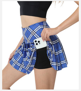 Rok lipit kotak-kotak untuk olahraga luar ruangan tenis Golf Badminton tari kebugaran Yoga rok Set untuk pakaian tenis - Product Image 5