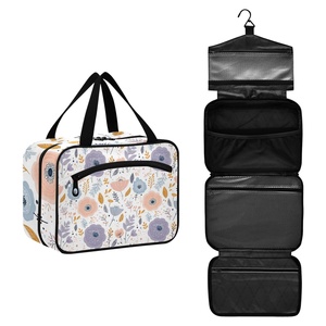 Customs logo Waterproof Travel <b>Cosmetic</b> Organizer <b>Bag</b> <b>Large</b> Size Portable Polyester Hanging Toiletry Makeup <b>Bag</b> - Product Image 2