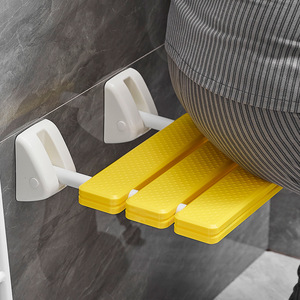 Bathroom <b>Folding</b> <b>Stool</b> Yellow Non Slip Wall Mounted Chair For <b>Shower</b> And Changing Shoes - Product Image 1