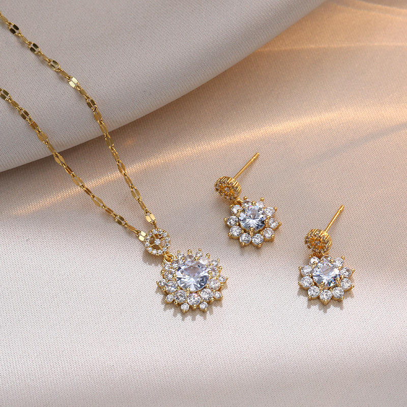 Earring Gold Necklace Accessorize Shining New Gold Plated Zircon