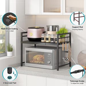Expandable Metal <b>Microwave</b> Oven Rack Kitchen Countertop <b>Storage</b> Organizer Heavy Duty <b>Microwave</b> Stand - Product Image 3
