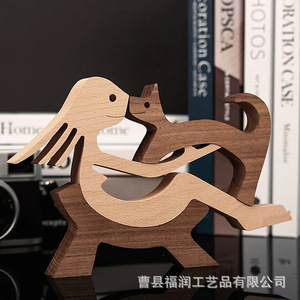 Figura de Pato de Madera, Estilo Europeo, Decoración de Escritorio, Adorno Artesanal para el Hogar u Oficina, Regalo de Navidad, Paquete Individual - Product Image 1