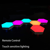 Lampu Malam LED Pintar RGB Led Segi Enam, Lampu Dinding Dekoratif Sensitif Sentuhan Magnetik DIY Quantum Honeycomb