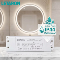 LETARON Transformador Aislado de 220V a 12V, IP44 Impermeable, 1-50W, Super Delgado para Tiras de Luz LED, Controlador de 12V