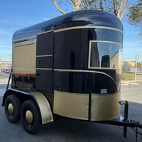 Mini Horse-Drawn Gooseneck Food Truck Trailer for Ice Cream Cocktail Vintage Classic Mobile Commercial Catering at Beach Park