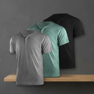 <b>Men's</b> <b>Henley</b> Jersey O-Neck T-<b>Shirt</b> Short Sleeve Summer Button Placket Casual Blank Design Solid Breathable Quick Dry Regular Fit - Product Image 1
