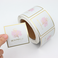 Adhésif imperméable personnalisé magnifiquement imprimé estampage à chaud feuille d'or rose autocollants de cercle transparents étiquettes de bouteille