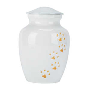 Urne commémorative personnalisée écologique en acier inoxydable pour animaux de compagnie, carrée, pour cendres de crémation avec motif de patte, en velours - Product Image 2