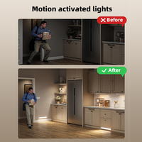 Ultra-Mince Armoire Placard Lumière 3 Couleur Dimmable 5v Usb Rechargeable Armoire de Cuisine Placard Armoire Led Détecteur de Mouvement Lumière