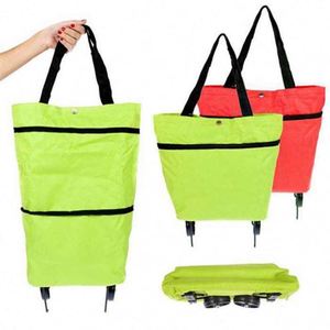 Wholesale Reusable Eco Friendly <b>Foldable</b> Oxford Cloth Shopping <b>Trolley</b> Bag with Wheels Portable for Supermarket and Grocery Use - Product Image 1