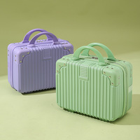 Valise de voyage portable personnalisée de 14 pouces avec fermeture éclair, mini-coffret de rangement en ABS pour cosmétiques, avec serrure à combinaison