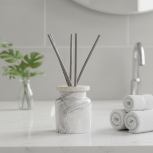 RAINCOAST <span class=keywords><strong>Diffusore</strong></span> per Ambienti in Ceramica Effetto Marmo da 200ml Eco-Friendly <span class=keywords><strong>con</strong></span> <span class=keywords><strong>Bastoncini</strong></span> in Legno per Fragranza Casa Regalo - Product Image 1