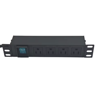 PDU 1U 10 pouces de type USA à 4 prises avec interrupteur marche/arrêt, unité de distribution d'alimentation pour armoire conforme aux normes américaines