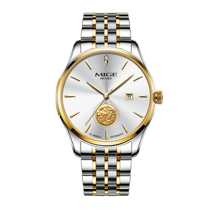 Reloj Mecánico Automático para Hombre MIGE, 42 mm, Correa de Acero Inoxidable, Esfera Dorada, Visualización de Fecha, Reloj de Lujo y Moda - Product Image 3