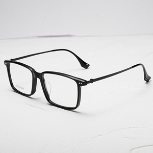 Titanium Rectangle Full Rim <b>Eyeglasses</b> Solid Black Anti-Uv Lightweight Unisex Adults Vision Correction <b>Frames</b> - Product Image 1