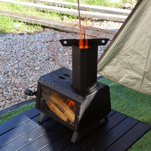Biggerfire Ngoài Trời Thép Carbon Bếp Cho Trại Đa Nhiên Liệu Gỗ Đốt Tên Lửa Bếp Với Xem Kính Cắm Trại Vỉ - Product Image 2